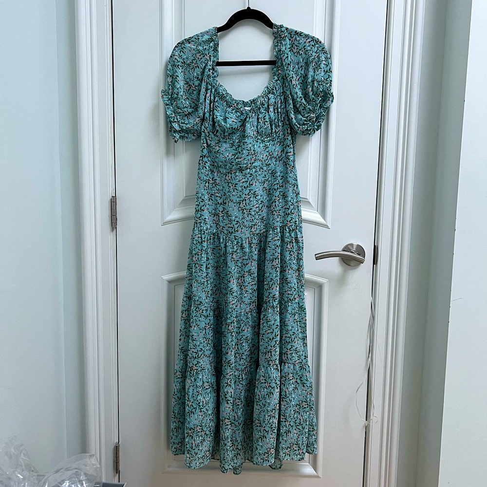 ASTR the label midi floral dress with underwire and shirred back
